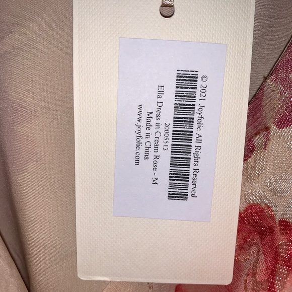 Joyfolie Ella Dress in Cream Rose, size Medium, New with Tags - Picture 10 of 12